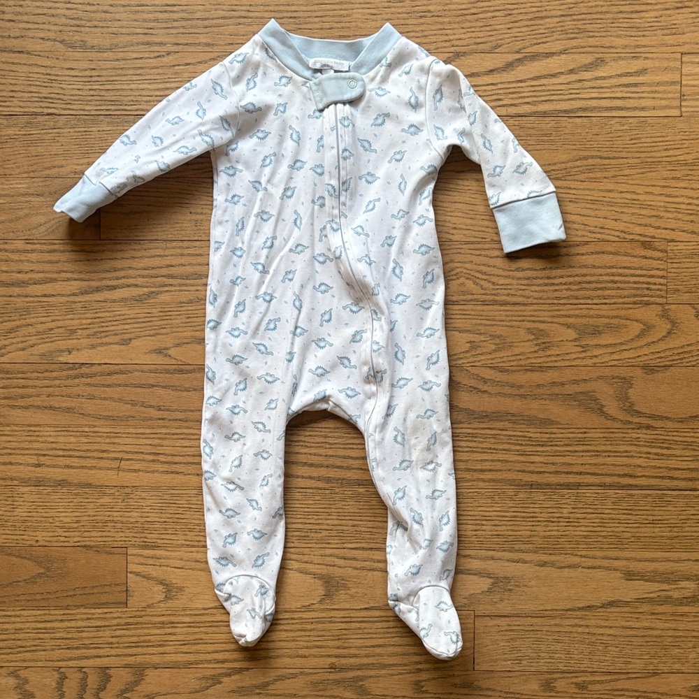 Baby Blue Dino Patterned Footie